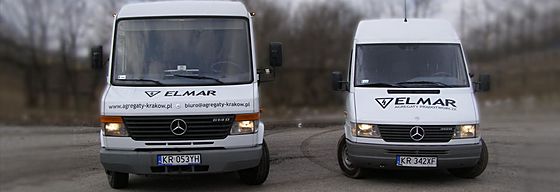 Dwa samochody ELMAR z zabudowanymi agregatami prądotwórczymi