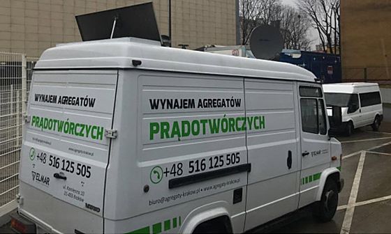 Agregat prądotwórczy 100 kVA na samochodzie dostawczym