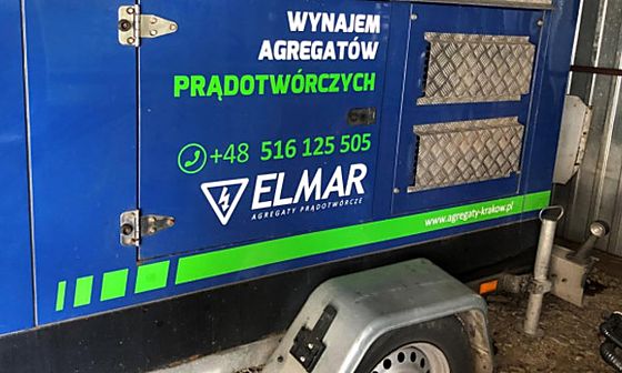 Agregat prądotwórczy 45 kVA na samochodzie dostawczym